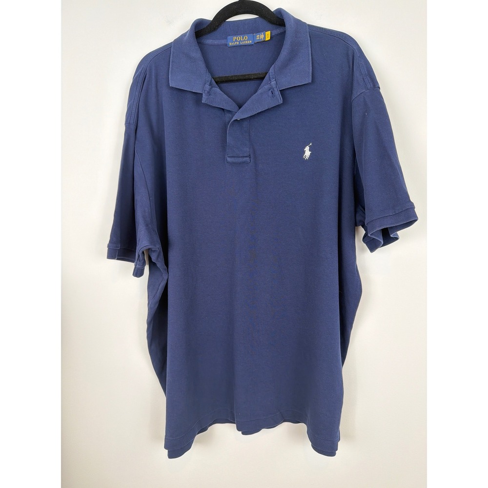 Polo Ralph Lauren Polo Shirt Mens 2XB Navy Blue Short Sleeve Pique Classic